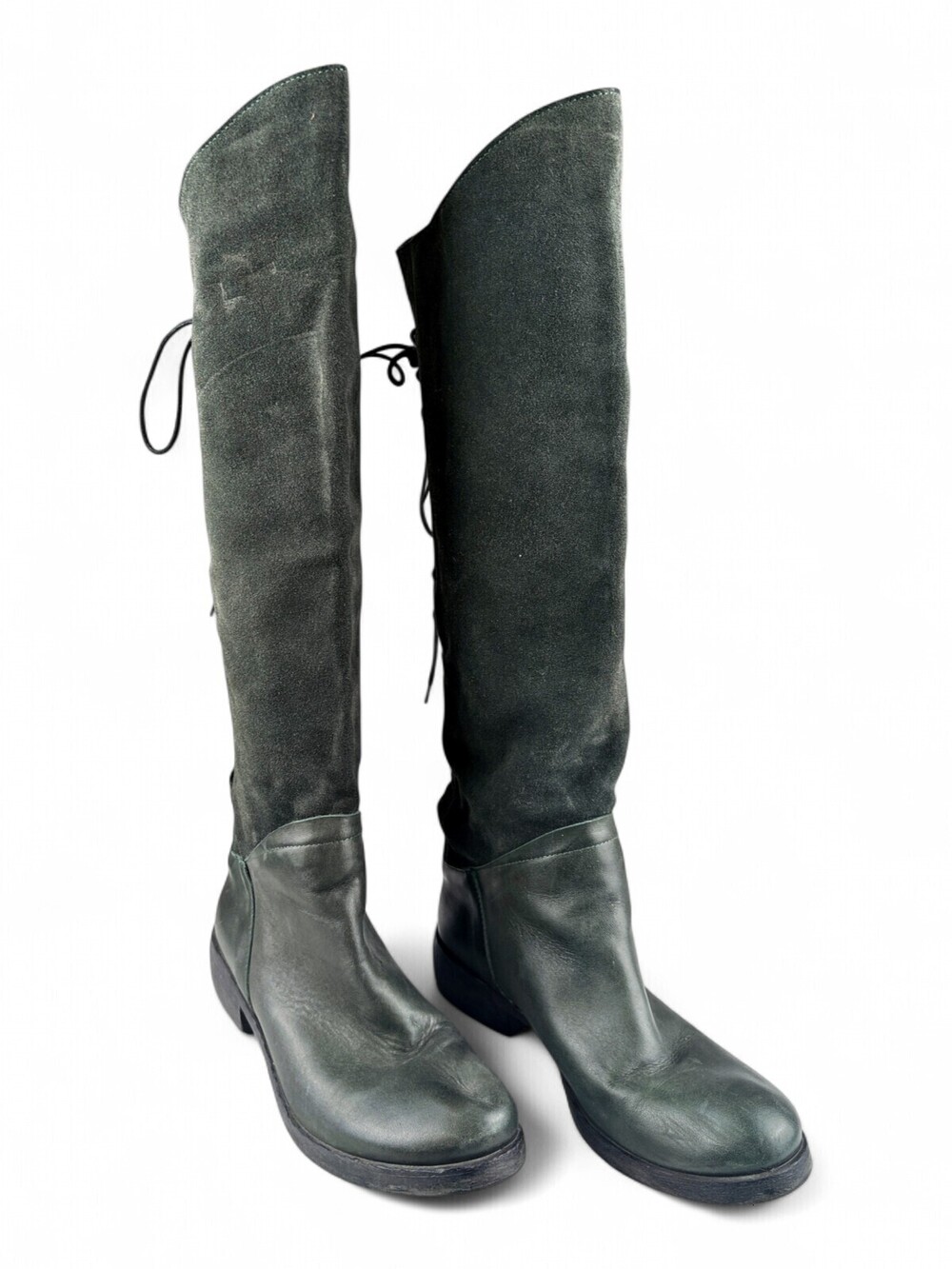 Sundance Over-the-Knee Lace-Up Suede & Leather Boots Sz 7